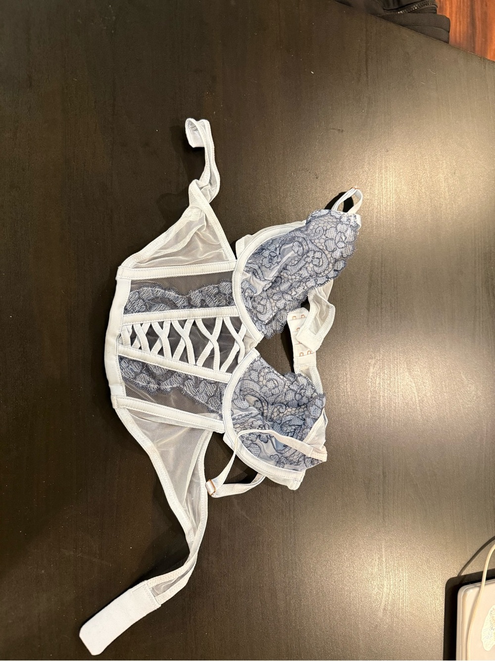 Victoria's Secret - Lace Underwire Bralette in Light Blue and White